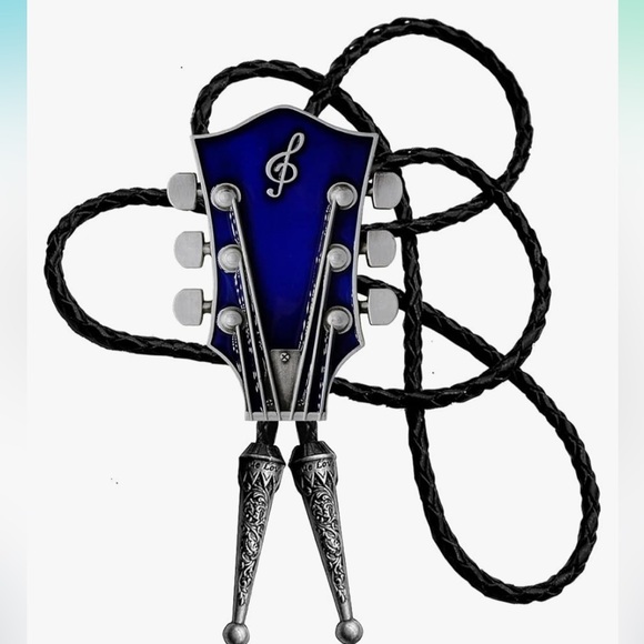 Guitar head bolo tie, unique music lariat necktie/ necklace - Picture 3 of 4